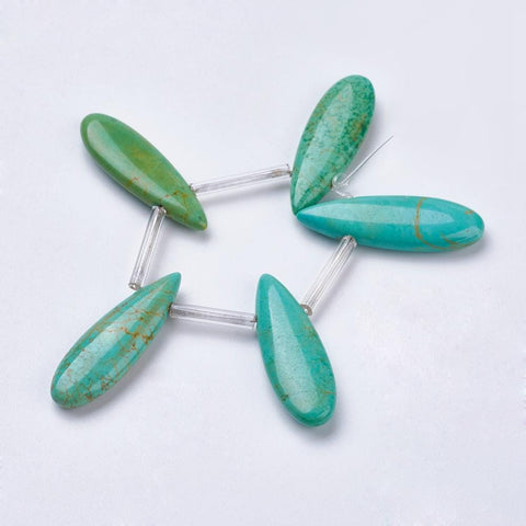 BeadsBalzar Beads & Crafts Natural Sinkiang Turquoise Beads Strands, Dyed, Drop, (TB4771)