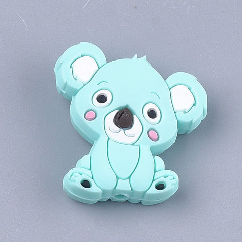 BeadsBalzar Beads & Crafts PALE TURQUOISE (BB7247-03E) (BB7247-X) Food Grade Silicone Beads For Teethers, Beagle Dog, PearlPink 28mm (1 PC)