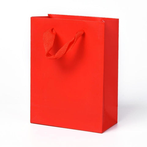 BeadsBalzar Beads & Crafts (PB7041A) Kraft Paper Bags, with Handles, Rectangle, Red 12X16CM (2 PCS)