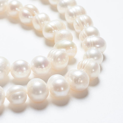 BeadsBalzar Beads & Crafts (PE4650) Natural Freshwater Pearl Strands 7-8MM WHITE