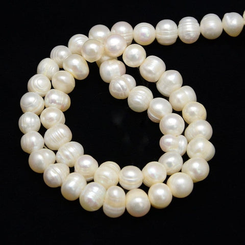 BeadsBalzar Beads & Crafts (PE4691) Grade A Natural Pearl Bead Strands, Potato, Ivory
