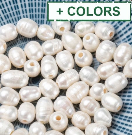 BeadsBalzar Beads & Crafts (PE5749-X) Pearl Beads, Oval,Size: about 7~10mm long (10 PCS)