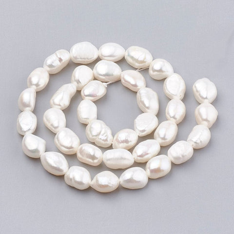 BeadsBalzar Beads & Crafts (PE6572A) Natural Baroque Pearl Keshi Pearl Beads Strands, Cultured Freshwater Pearl, Nuggets, Seashell Color Size: about 9~12mm long, 7~8mm wide, 5~7mm thick
