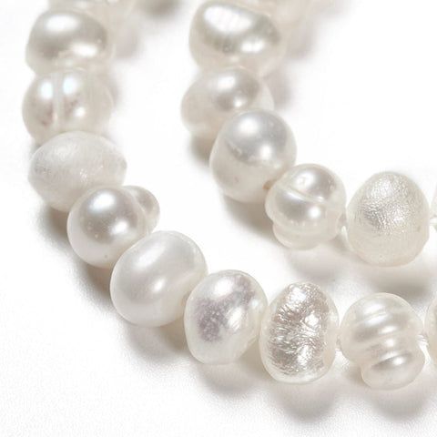 BeadsBalzar Beads & Crafts (PE7730-1) Grade A Pearl Beads Strands, Polished, Potato, 4~5mm