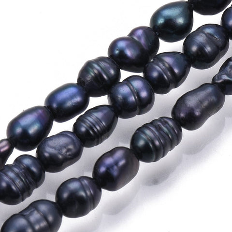 BeadsBalzar Beads & Crafts (PE7892-02) Natural Cultured Freshwater Pearl Beads Strands, Dyed, Potato, Black 3~8mm