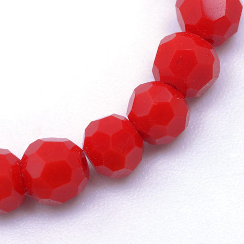 BeadsBalzar Beads & Crafts RED (BE5212-02E) (BE5212-X) Opaque Solid Glass Bead Strands, Faceted Round, Medium Blue 4~5mm (1 STR)