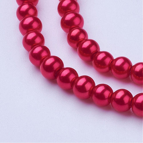BeadsBalzar Beads & Crafts RED CRIMSOM (BP1374-B70) (BP1374-X) Glass Pearls 4mm (1 STR)