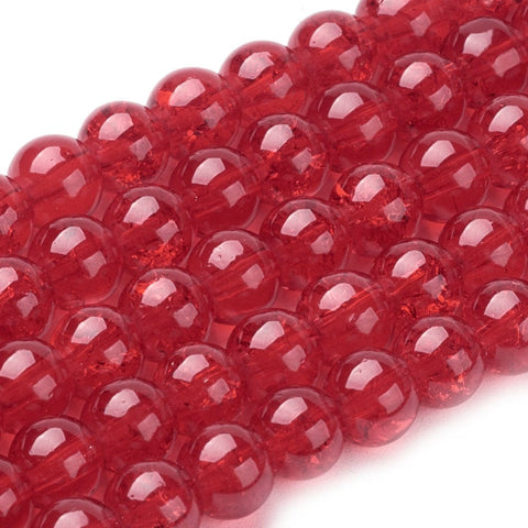 BeadsBalzar Beads & Crafts RED (PB7259-13) (PB7259-X) Spray Painted Crackle Glass Beads , Round, 6mm