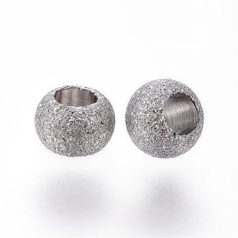 BeadsBalzar Beads & Crafts (SB5250) 304 Stainless Steel Stardust Spacer Beads, Round, Stainless Steel 4MM