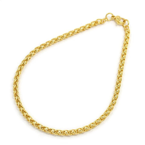 BeadsBalzar Beads & Crafts (SB6631B) 304 Stainless Steel Wheat Chain Bracelet Makings, Golden Size: about 3mm wide, 7-7-8"(200mm) long,