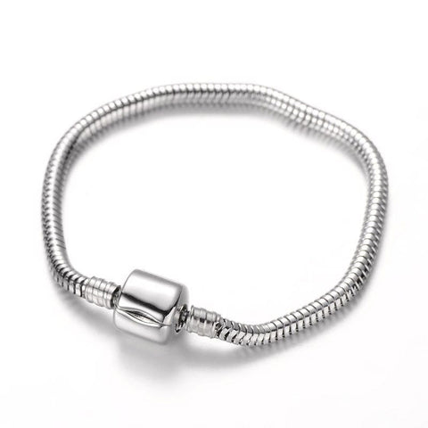 BeadsBalzar Beads & Crafts (SB8101-X) 304 Stainless Steel European Style Round Snake Chains Bracelet (1 PC)