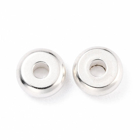 BeadsBalzar Beads & Crafts (SB8373-S) 304 Stainless Steel Spacer Beads, Flat Round, Silver 4mm (10 PCS)