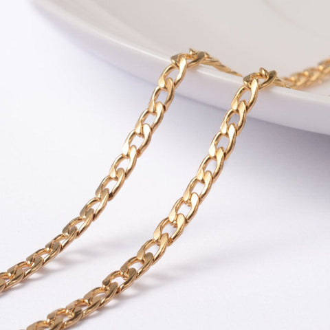 BeadsBalzar Beads & Crafts (SC6538A) 304 Stainless Steel Twisted Chain Curb Chains, Golden (1 MET OR 10 METERS)