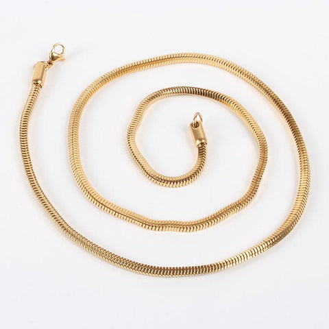 BeadsBalzar Beads & Crafts (SC6559A) 304 Stainless Steel Snake Chain Necklace Makings, Golden Size:(59.9cm) long,