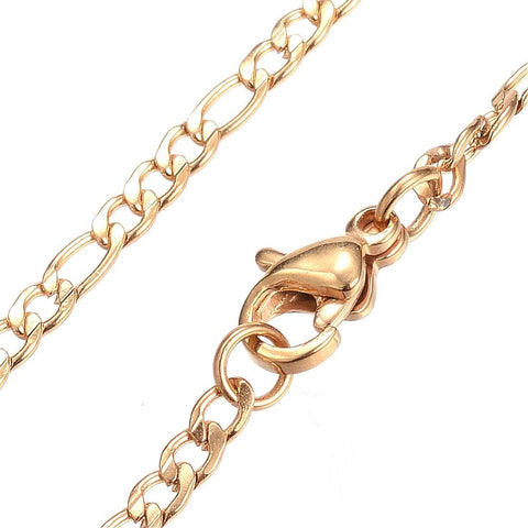 BeadsBalzar Beads & Crafts (SC6585A) 304 Stainless Steel Figaro Chain Necklaces, Golden (50cm) long