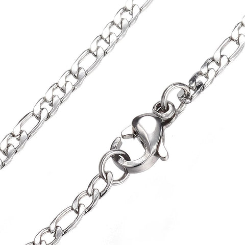BeadsBalzar Beads & Crafts (SC6586B) 304 Stainless Steel Figaro Chain Necklaces, with Lobster Clasp, Stainless Steel Color Size: about 19.7"(50cm) long, 2mm wide