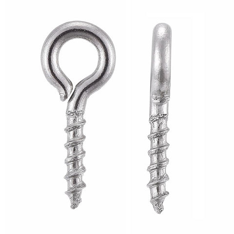 BeadsBalzar Beads & Crafts (SC7029A) 304 Stainless Steel Screw Eye Pin For Half Drilled Beads, 10mm (20 PCS)