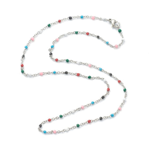 BeadsBalzar Beads & Crafts (SC8350-19P) 304 Stainless Steel Cable Chain Necklaces, with Enamel, Colorful (45.6cm)