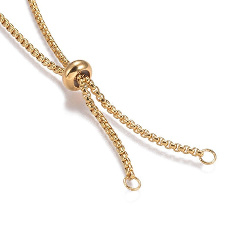 BeadsBalzar Beads & Crafts (SC8553-G) Adjustable 304 Stainless Steel Slider Necklaces, with Slider Stopper Beads, Golden (75.4cm)