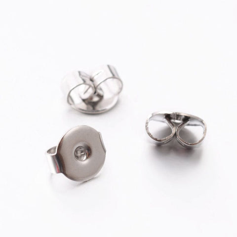 BeadsBalzar Beads & Crafts (SE5249) 304 Stainless Steel Earnuts, Stainless Steel Color Size: about 5mm (20 PCS)