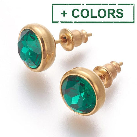 BeadsBalzar Beads & Crafts (SE7556-X) 304 Stainless Steel Ear Studs, Flat Round, Golden, 10x17mm (1 PAIR)
