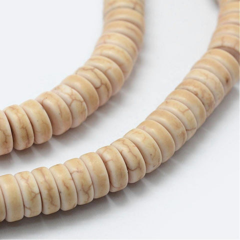 BeadsBalzar Beads & Crafts (SH5893A) Synthetic Howlite Beads Strands, Heishi Beads, Flat Round-Disc Size: about 8mm