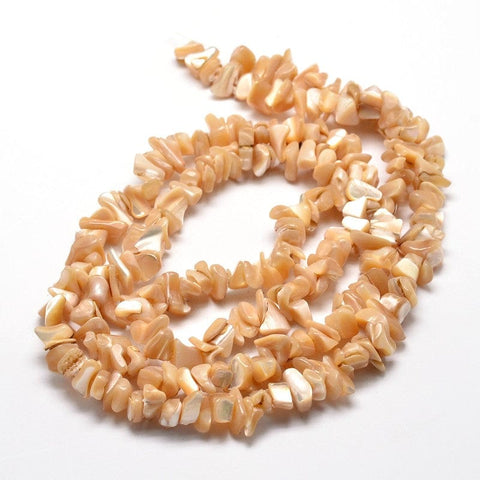 BeadsBalzar Beads & Crafts (SH8245-62) Natural Shell Chip Beads Strands, Shell Shards, Sandy Brown 4~15mm (1 STR)