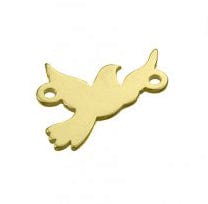 BeadsBalzar Beads & Crafts SILVER 925 3 MICRON GOLD PLATED (925-D94-3GP) (925-D94-X) SILVER 925 10M DOVE CHARMS 2 HOLES (1 PC)