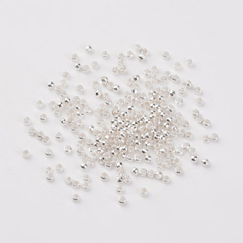 BeadsBalzar Beads & Crafts SILVER PLATED (CB1710D) (CB1710X) Economy Brass crimp beads 2x1.2mm  (5 GMS)