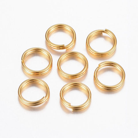 BeadsBalzar Beads & Crafts (SK5353) 304 Stainless Steel Split Key Rings, Ring, Golden 8MM (10 PCS)