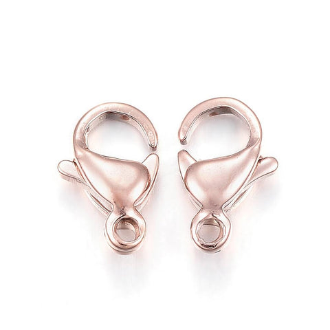 BeadsBalzar Beads & Crafts (SL5391) 304 Stainless Steel Lobster Claw Clasps, Rose Gold 12MM