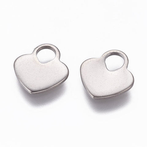 BeadsBalzar Beads & Crafts (SL6899A) 304 Stainless Steel Charms, Heart Lock, 10mm wide (20 PCS)