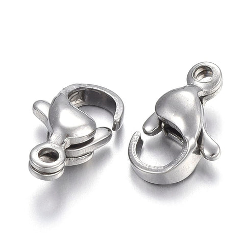BeadsBalzar Beads & Crafts (SL8262-10MM) 304 Stainless Steel Lobster Claw Clasps, Parrot Trigger Clasps, 10mm (12 PCS)