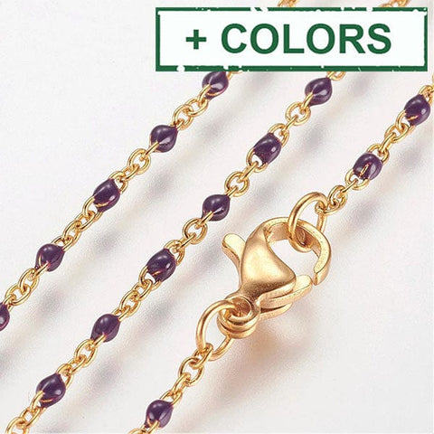 BeadsBalzar Beads & Crafts (SN6412X) 304 Stainless Steel Chain Necklaces, with Enamel Links, Golden, (45.5cm)long, 1.5~2mm wide