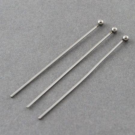 BeadsBalzar Beads & Crafts (SP5865) 304 Stainless Steel Ball Head pins Size: about 30mm long (5 GMS/+-42 PCS)