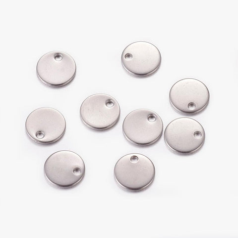 BeadsBalzar Beads & Crafts (SP6105A) 304 Stainless Steel Blank Stamping Tag Pendants, Flat Round, 8mm diameter,  (20 PCS)