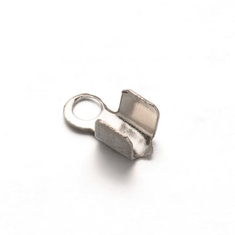 BeadsBalzar Beads & Crafts (ST6096A) 304 Stainless Steel Folding Crimp Ends, about 3mm wide, 6mm long (20 PCS)