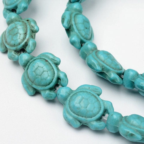 BeadsBalzar Beads & Crafts (ST6639A) Dyed Synthetic Turquoise Bead Strands, Tortoise, Turquoise Size: about 12mm wide, 15mm long