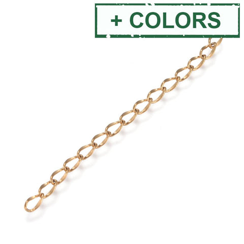 BeadsBalzar Beads & Crafts (ST7520B) 304 Stainless Steel Chain Extender, Dapped Curb Chain, 45~52mm  (10 PCS)