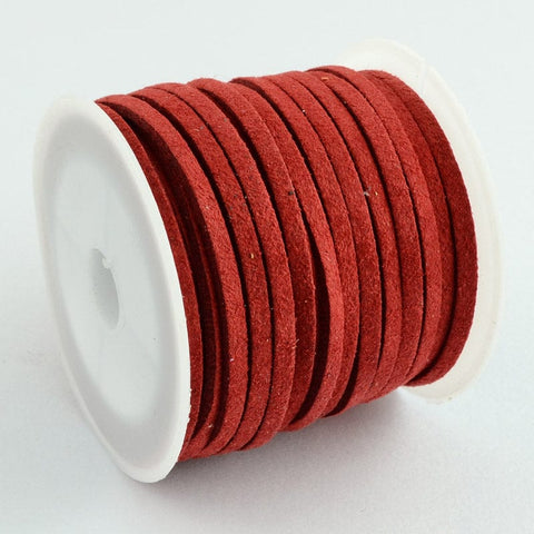 BeadsBalzar Beads & Crafts Suede 3mm 5m roll Red (SU2-22)
