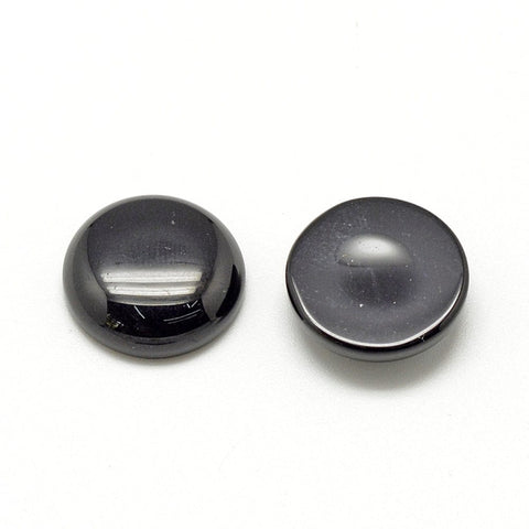 BeadsBalzar Beads & Crafts Synthetic Black Stone (BC8035-46-1) (BC8035-X) Natural & Synthetic Cabochons, Half Round/Dome 10mm (4 PCS)