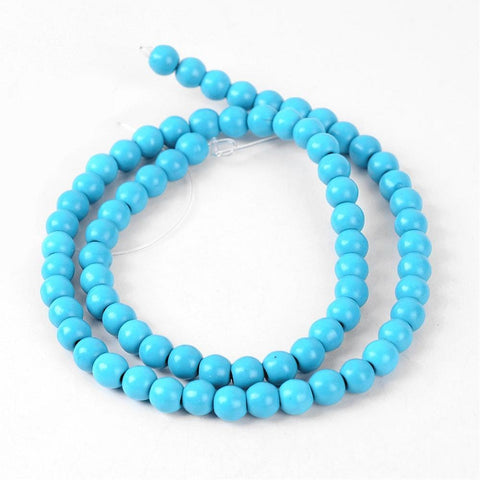 BeadsBalzar Beads & Crafts Synthetic Turquoise Beads Strands, Dyed, Round, DeepSkyBlue 6MM (BT3070)
