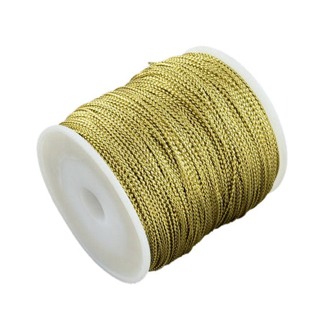 BeadsBalzar Beads & Crafts (TH5467-01) GOLDENROD (TH5467-X) 1mm Jewelry Braided Thread Metallic Cords, Silver 1mm thick (100 METS)