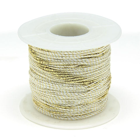 BeadsBalzar Beads & Crafts (TH5469A-X) Nylon Thread with Metallic Cord, White Size: about 1~1.5mm in diameter