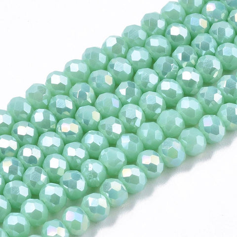 BeadsBalzar Beads & Crafts TURQOUISE AB (BE7914-B16) (BE7914-X) Opaque Glass beads, Faceted, Rondelle, Turquoise 4x3mm
