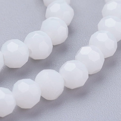 BeadsBalzar Beads & Crafts WHITE (BE7620-26) (BE7620-X) Glass Beads Strands, Faceted, Round, 4mm (1 STR)