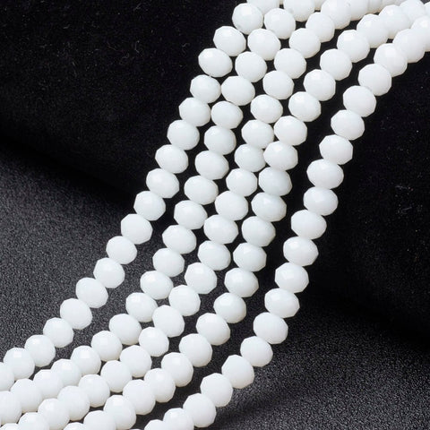 BeadsBalzar Beads & Crafts WHITE (BE7914-D01) (BE7914-X) Opaque Glass beads, Faceted, Rondelle, Turquoise 4x3mm