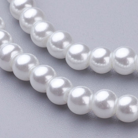 BeadsBalzar Beads & Crafts WHITE (BP1374B) (BP1374-X) Glass Pearls 4mm (1 STR)