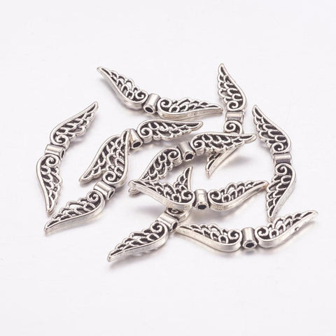 BeadsBalzar Beads & Crafts (WL6116A) Alloy Wing, Antique Silver Size: about 7mm long, 32mm wide,