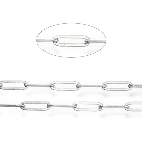 BeadsBalzar Beads & Crafts 1 METER (SC8923-P-1M) (SC8923-X) 304 Stainless Steel Paperclip Chains, Soldered, 10x3mm
